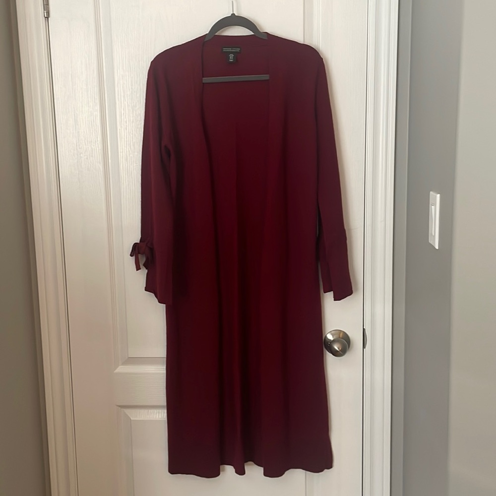 Long Burgundy Cardigan